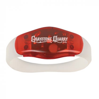 olorful promotional flashlight wristband with button cell batteries and on/off push button - Clear/Red