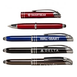 Zentrio Triple Function Pen | Custom Pens with Stylus Tips | Custom Engraved Stylus Pens with Chrome Accents