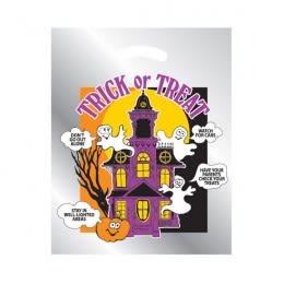 Metallic Silver Eco-Friendly Halloween Bag with Haunted House