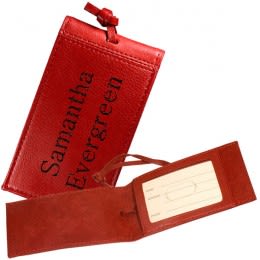 Soft Red Premium Leather Personalized Luggage Tag