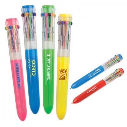 Custom Printed Ten Color Retractable Pen - Assorted 