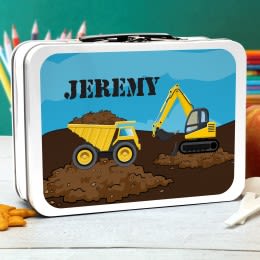 Construction Site Personalized Retro Metal Lunch Box