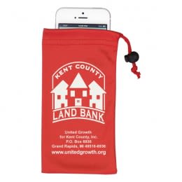 Promotional Microfiber Drawstring Pouch - Red