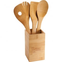 Engraved Bamboo 4-Piece Kitchen Tool Set | Custom Reusable Utensils