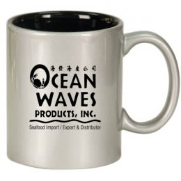 Engraved Silvery Ceramic Mug with Logo