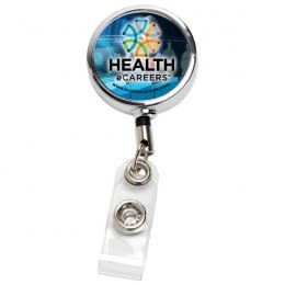 Full Color Chrome Solid Metal Retractable Badge Reel | Promo Retracting Badge Reel