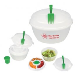 Multi-Compartment Food Container with Utensils - Promotional