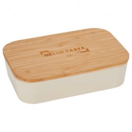 Logo Bamboo Fiber Lunch Box Cutting Board Lid - Beige