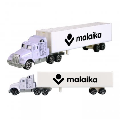 Imprinted Die-Cast Tractor Trailer Truck - White Imprinted Die-Cast Tractor Trailer Truck - White
