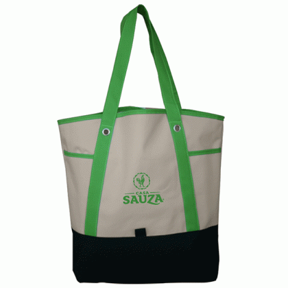 Beach Tote Bag with Side Pockets- Lime green