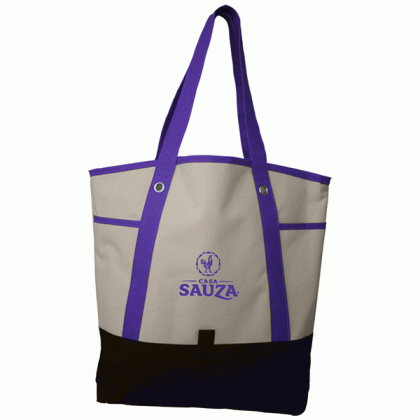 Beach Tote Bag with Side Pockets- Purple