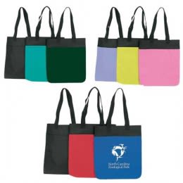 Colorful Economy Polyester Tote Bag Promotional Custom Imprinted With Logo