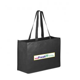 Black Non-Woven Tote-Large Imprint-4 Color Process- Wide