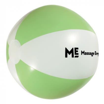 White with Green 10-1/2" Diameter Beach Ball