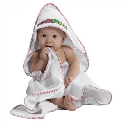 Red Promotional Hooded Infant Towels | Personalized Baby Towels | Bulk Terry Cloth Baby Towels