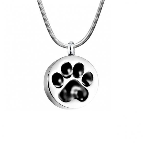 Personalized Pet Urn Necklaces | Round Paw Print Memorial Urn Necklace | Personalized Engraved Memorial Necklaces