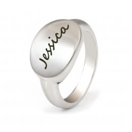 Ladies Oval Custom Engraved Signet Ring | Customized Ring | Personalized Valentine's Day Gift