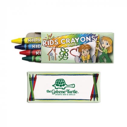 4 Pack Washable Crayons Promotional Custom Imprinted With Logo - Green