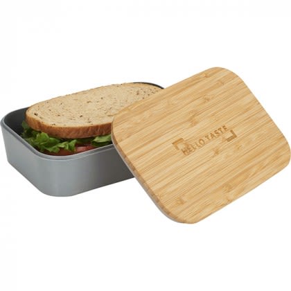 Logo Bamboo Fiber Lunch Box Cutting Board Lid - Gray