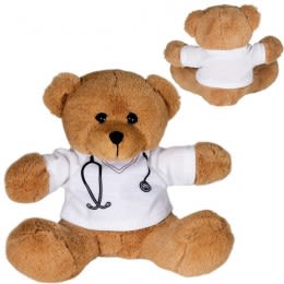 Plush Custom Bear with Nurse or Doctor T-Shirt White