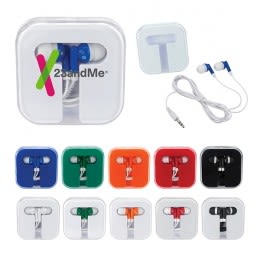 Ear Buds in Square Case | Wholesale Travel Earbuds