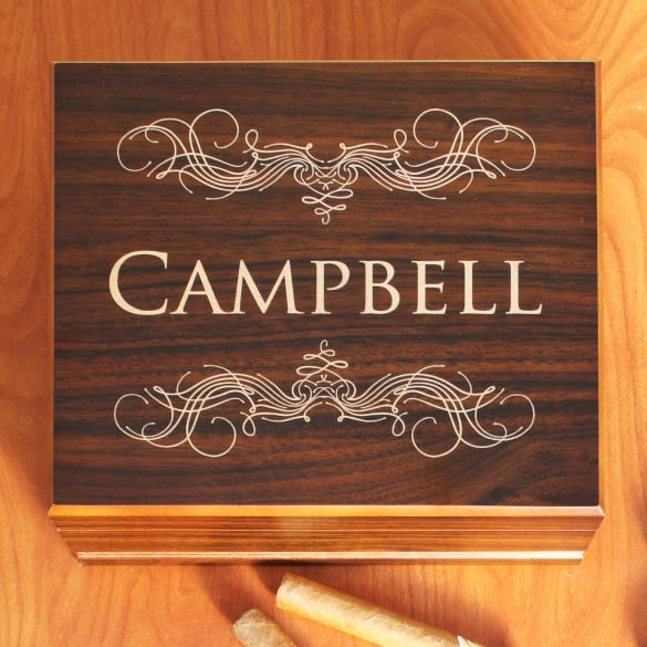 Personalized Cigar Humidor with Walnut Finish 25 - 50 Count