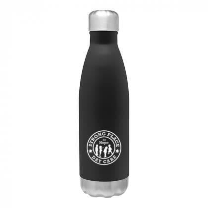 Matte Black h2go 17 oz Bottle | Promotional h2go Water Bottles | Push-Pull Stainless Steel Water Bottles | h2go Sports Bottles 