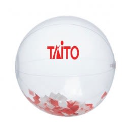 Red & White Confetti Beach Ball Promotion