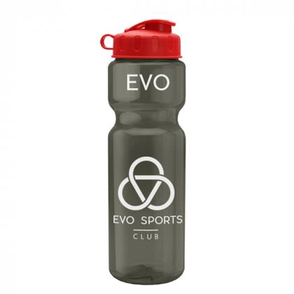 Red Top Large Transparent Flip-Top Water Bottle | Bulk Clear Sport & Bike Bottles | Promotional Translucent Sports Water Bottles