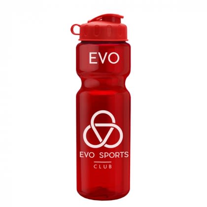 Red Large Orange Transparent Flip-Top Water Bottle | Bulk Clear Sport & Bike Bottles | Promotional Translucent Water Bottles