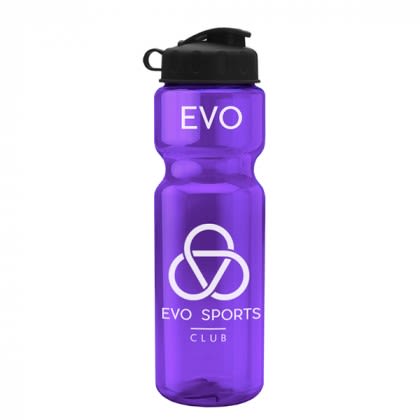 Violet Large Orange Transparent Flip-Top Water Bottle | Bulk Clear Sport & Bike Bottles | Promotional Translucent Sports Bottles