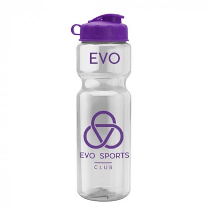 Clear with Violet Top Large Orange Transparent Flip-Top Water Bottle | Bulk Clear Sport & Bike Bottles 