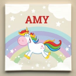 Unicorn under a Rainbow Kid's Art | Personalized Canvas