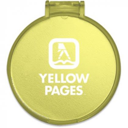 Yellow Compact Mirror | Company Logo Printed Round Compact Mirrors