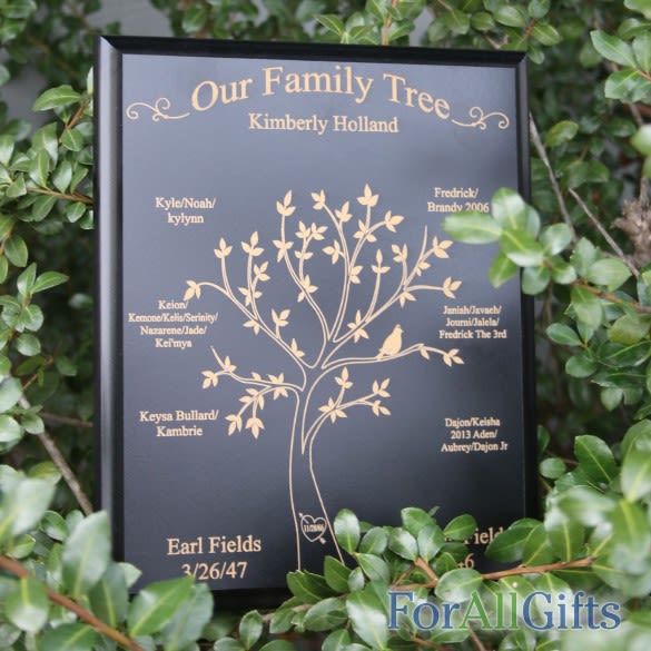 Custom Engraved Family Trees | Personalized Black Family Tree Plaque | Family Tree Gifts | Personalized Tree Plaques