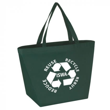 Custom Recycled Grocery Bags - Non-Woven Budget Shopper Tote - Forest Green