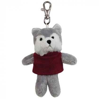 Wild Bunch Promotional Stuffed Animal Key Tags - Best Novelty Plush Toys - Wolf/Husky