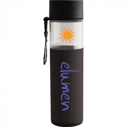 Imprinted Logo 24 oz Alta Water Bottle - Black sleeve/Clear bottle