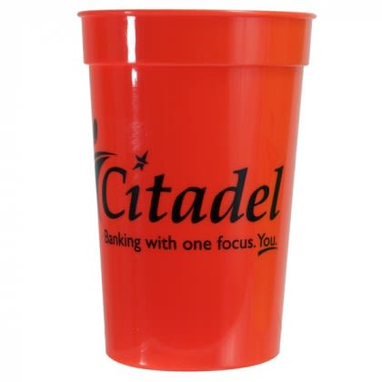 Orange Custom Logo Smooth Stadium Cups | 17 oz Customized Smooth Stadium Cup | Custom Stadium Cups for Tailgating