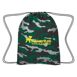 Custom Reflective Camo Drawstring Sports Pack - Black with green