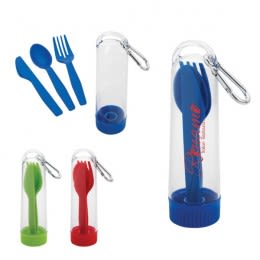 Stainless Steel Travel Utensil Set in Metal Case - TS01 - IdeaStage  Promotional Products