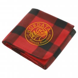 Buffalo Plaid Fleece Blanket | Promotional Stadium Blanket Giveaways  - Red/Black