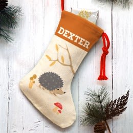 Woodland Hedgehog Personalized Christmas Stocking