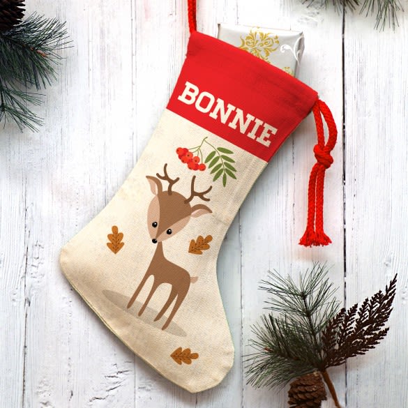 Woodland Reindeer Personalized Christmas Stocking