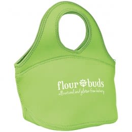 Promotional Lime Green Easy Carry Zippered Neoprene Lunch Bag