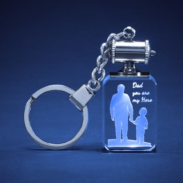 3D Photo Crystal Father's Day Keychain Gift