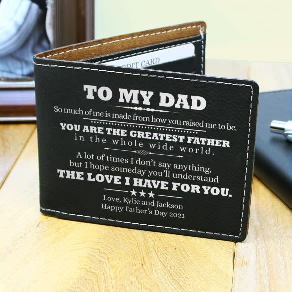 To My Dad Personalized Black Bifold Wallet | Wallet For Father's Day