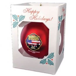 Full Color Logo Round Shatterproof Ornament - Holiday Box