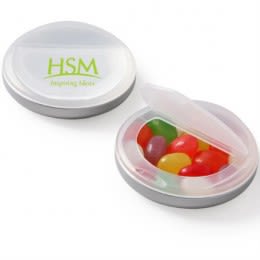 Jelly Beans Imprinted Snap Top Candy Tin - Frosted clear