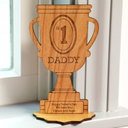 Number One Dad Wood Carved Trophy Keepsake | Trophy For Dad